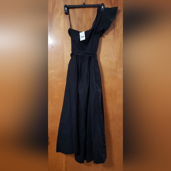 NWT J. Crew Factory One Shoulder Midi Dress Womens Black - Picture 6 of 8
